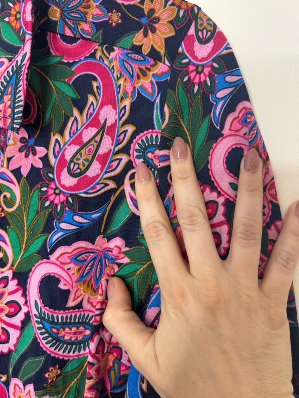 BODEN Marcia Midi Shirt Dress Size 8 Pink Black Paisley Tie Waist - Picture 11 of 15